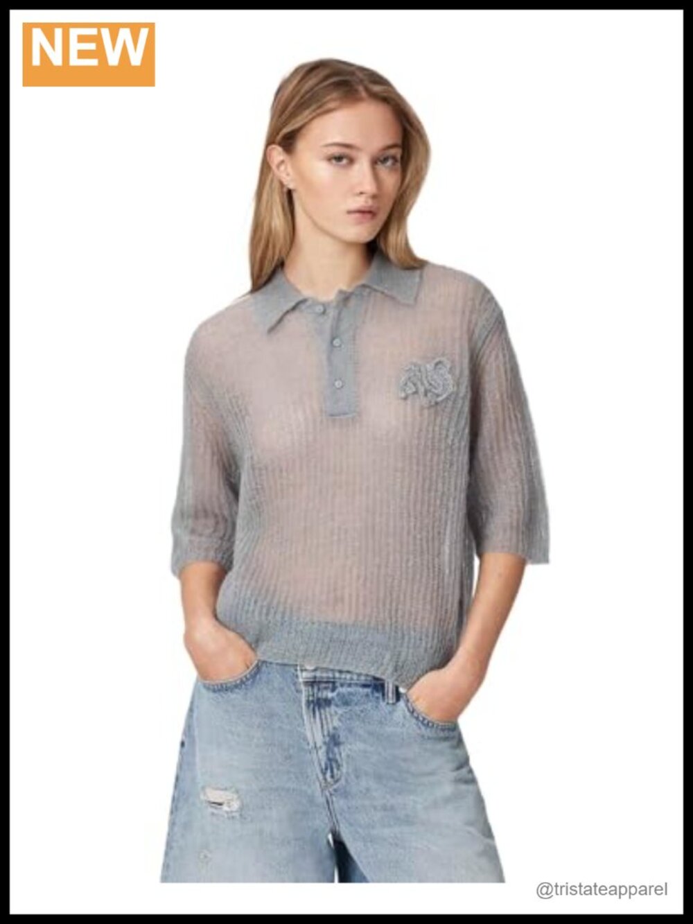Women's Short Sleeve Polo Tee, 40% Polyamide 30% Mohair 30% Merino Wool,